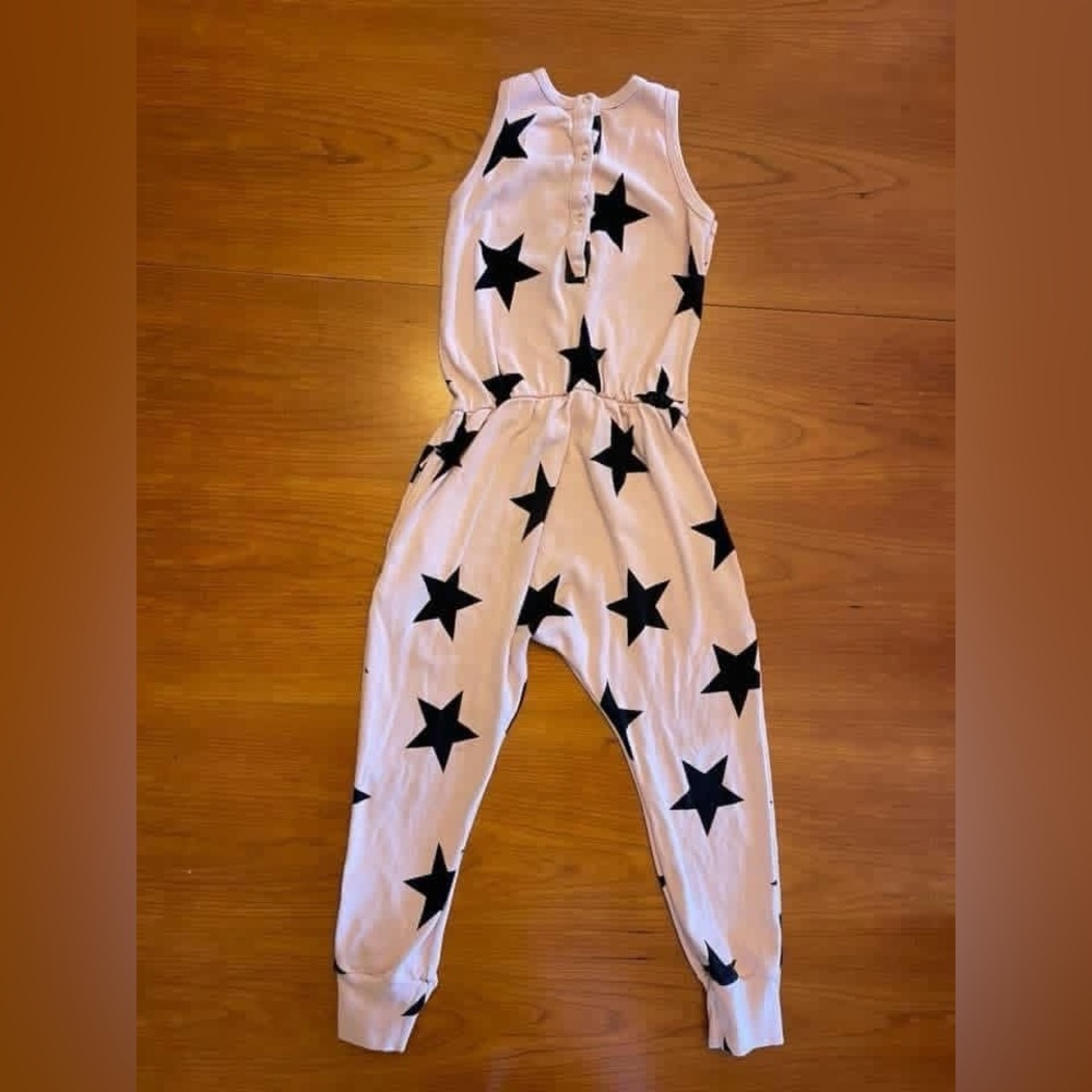 nununu Pale Pink w/ Black Star Kids Jumpsuit Romper
